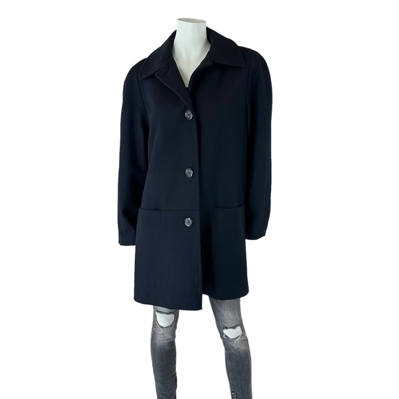 Stunning Oversized Relaxed Wool Overcoat Coat Deep Navy - Picture 3 of 13
